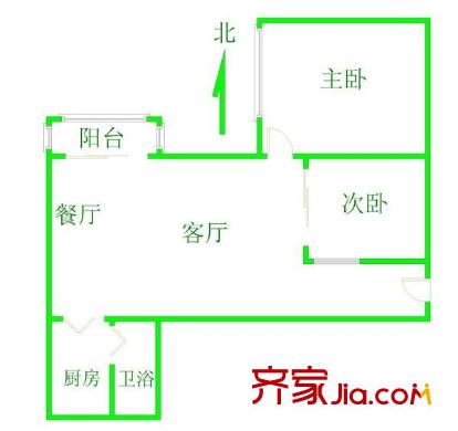 祥兴大厦户型图2室2厅户型图 2室2厅1卫1厨
