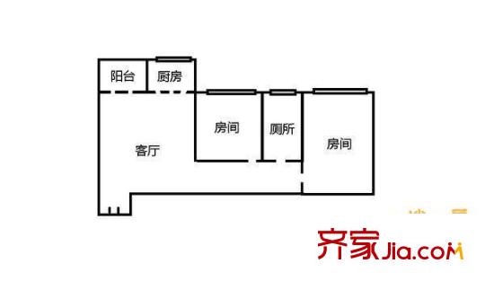 华怡花园户型图2室1厅户型图 2室1厅1卫1厨