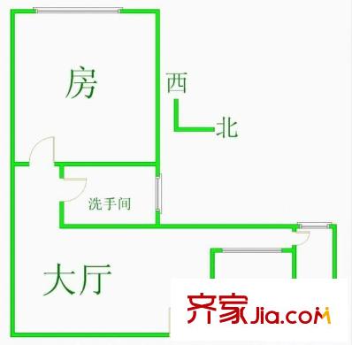 体育西横街小区户型图2室1厅户型图 2室1厅1卫1厨