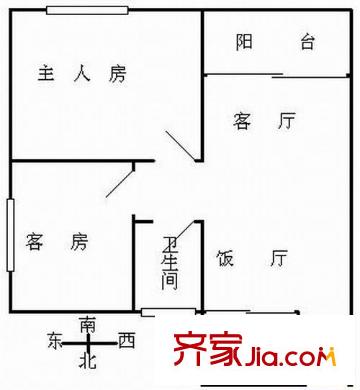 金坤花园户型图2室2厅户型图 2室2厅1卫1厨