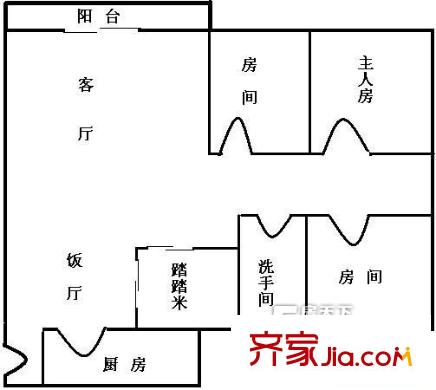 金坤花园户型图4室2厅户型图 4室2厅1卫1厨