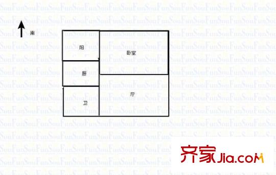 华工南秀村户型图2室1厅户型图 2室1厅1卫1厨