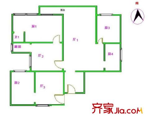 华工南秀村户型图4室3厅户型图 4室3厅1卫1厨
