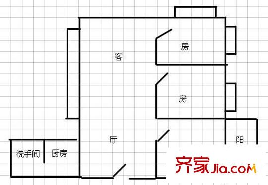 中山三院宿舍楼 3室 户型图