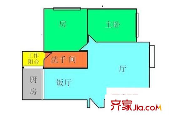东翠花园户型图2室2厅户型图 2室2厅1卫1厨