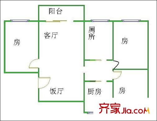 东翠花园户型图3室2厅户型图 3室2厅1卫1厨