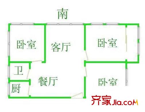 共和西电梯楼户型图3室2厅户型图 3室2厅1卫1厨