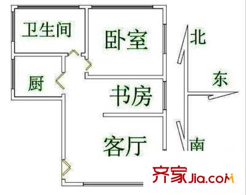 共和西电梯楼户型图2室1厅户型图 2室1厅1卫1厨
