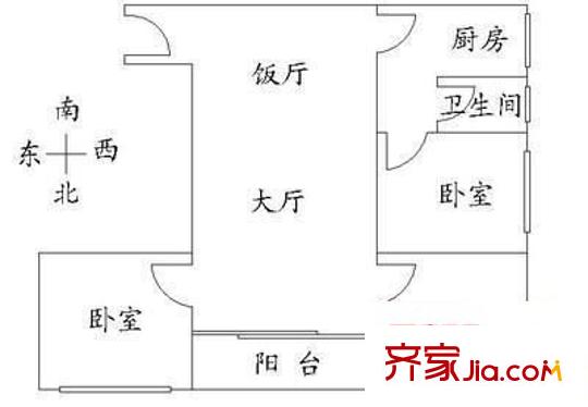 赤岗苑户型图3室2厅户型图 3室2厅1卫1厨