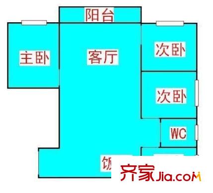 赤岗苑户型图3室2厅户型图 3室2厅1卫1厨
