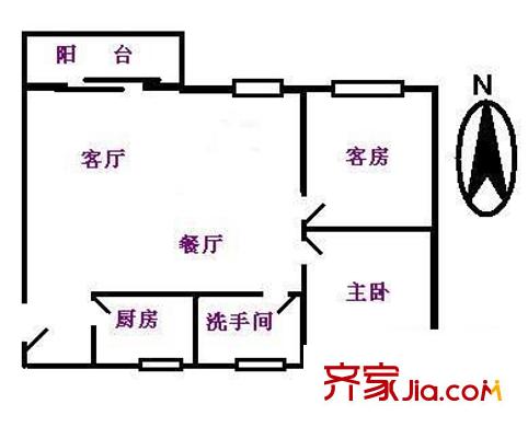 利安花园户型图2室2厅户型图 2室2厅1卫1厨