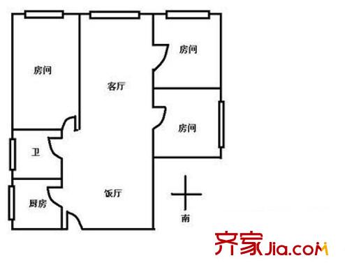 世贸花园户型图3室2厅 户型图 3室2厅1卫1厨