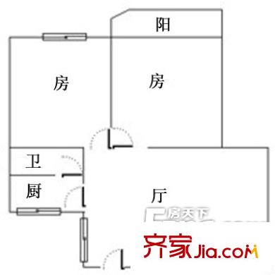 世贸花园户型图2室1厅户型图 2室1厅1卫1厨
