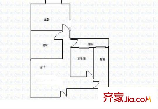 福龙苑户型图2室1厅户型图 2室1厅1卫1厨
