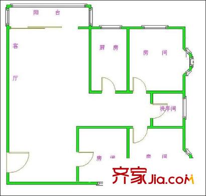 福龙苑户型图3室2厅户型图 3室2厅1卫1厨