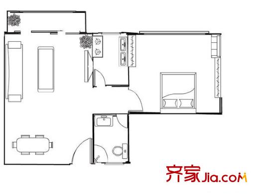 庙前西街小区户型图1室2厅 户型图 1室2厅1卫1厨