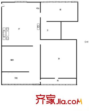 庙前西街小区户型图3室1厅户型图 3室1厅1卫1厨