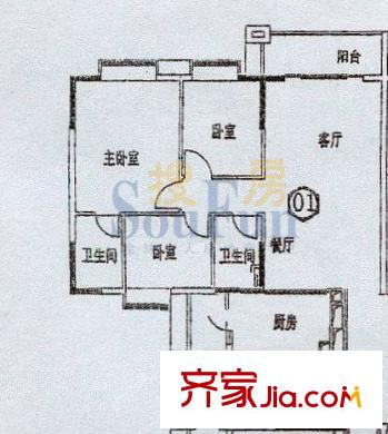 保利海棠花园户型图4室2厅户型图 4室2厅2卫1厨