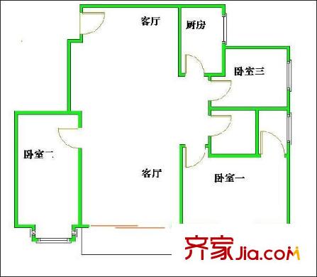 广工教师新村 3室 户型图