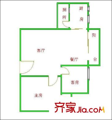 广工教师新村 2室 户型图