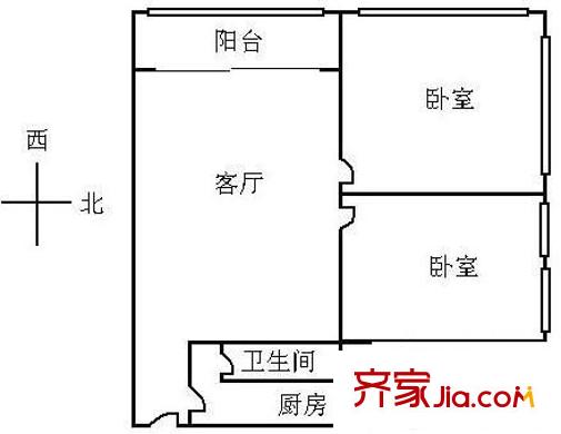 东湖新村户型图2室1厅户型图 2室2厅1卫1厨
