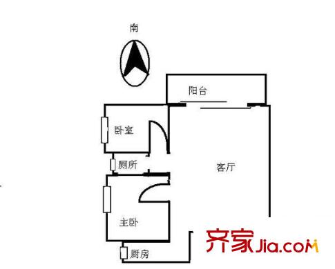 东湖新村户型图2室2厅户型图 2室2厅1卫1厨