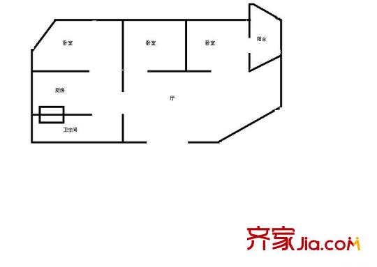 天荣小区户型图3室1厅户型图 3室1厅1卫1厨