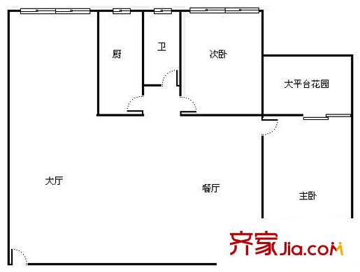 鸿燕居户型图2室2厅户型图 2室2厅1卫1厨