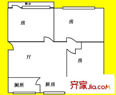 人民中路小区户型图3室1厅户型图 3室1厅1卫1厨