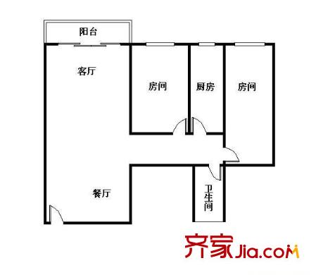 东川大厦户型图2室2厅户型图 2室2厅1卫1厨