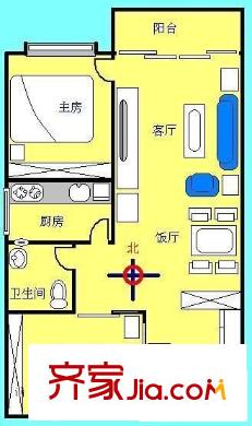 嘉颐居户型图2室2厅户型图 2室2厅1卫1厨