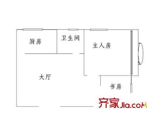 嘉颐居户型图2室1厅户型图 2室1厅1卫1厨