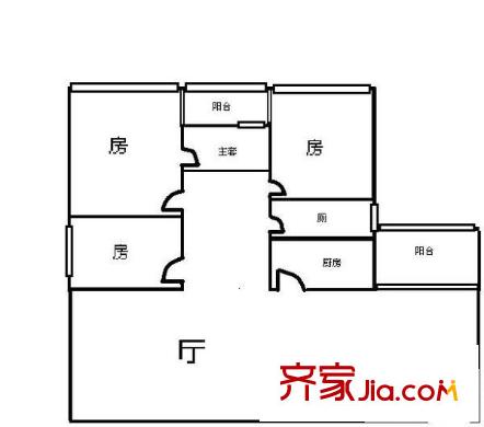 逸雅居户型图3室1厅户型图 3室1厅2卫1厨