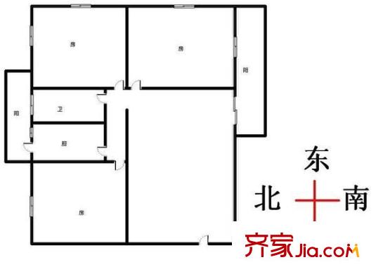 君紫花园 3室 户型图