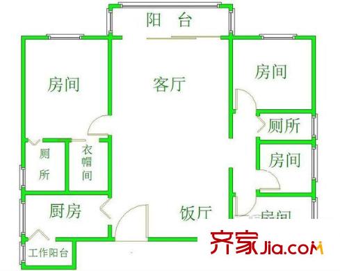 兰亭颖园户型图4室2厅户型图 4室2厅2卫1厨