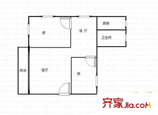 兰亭颖园户型图2室2厅户型图 2室2厅1卫1厨