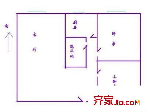 大沙头路小区户型图2室1厅户型图 2室1厅1卫1厨