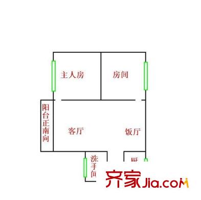 中信乐涛苑户型图2室2厅户型图 2室2厅1卫1厨