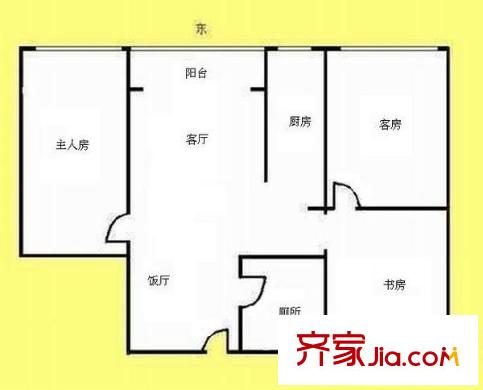 一德路大院户型图3室2厅户型图 3室2厅1卫1厨