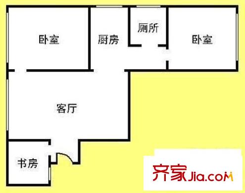 一德路大院户型图3室1厅户型图 3室1厅1卫1厨