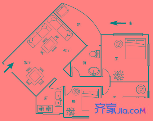 五山花园户型图3室2室户型图 3室2厅2卫1厨