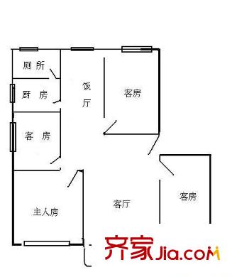 五山花园户型图4室2厅户型图 4室2厅1卫1厨