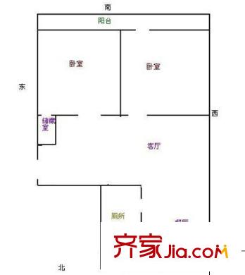 市桥富华园户型图富华苑2室2厅户型图 2室2厅1卫1厨