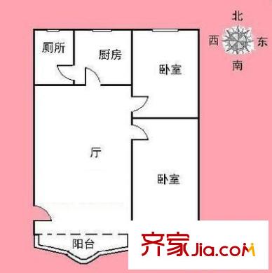 金兴花园户型图2室1厅户型图 2室1厅1卫1厨
