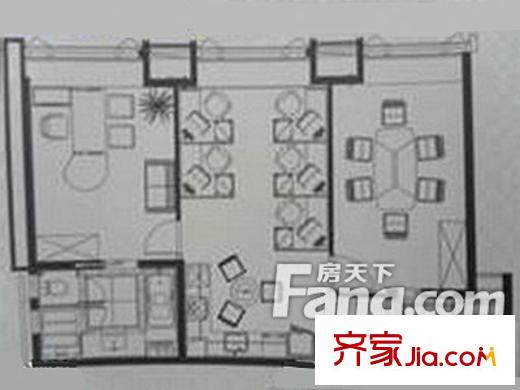 科汇金谷户型图2室3厅户型图 2室3厅2卫1厨