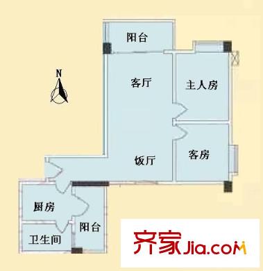 骏逸苑户型图2室2厅户型图 2室2厅1卫1厨