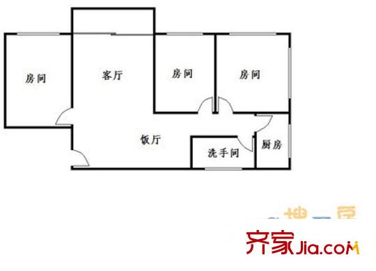 南方花园户型图3室2厅户型图 3室2厅1卫1厨