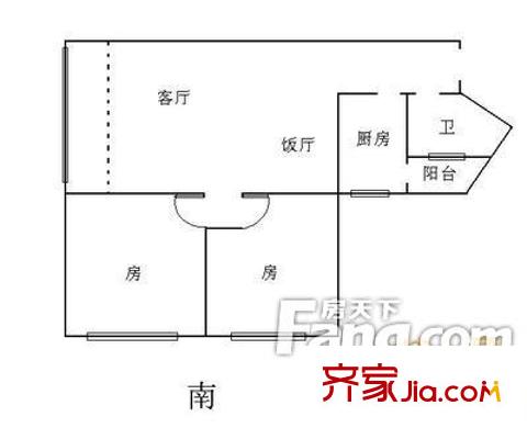明轩户型图2室2厅户型图 2室2厅1卫1厨