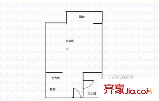 明轩户型图1室0厅户型图 1室1卫1厨