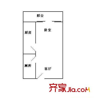 光大花园水岸榕城(K区)户型图1室0厅户型图 1室1卫1厨